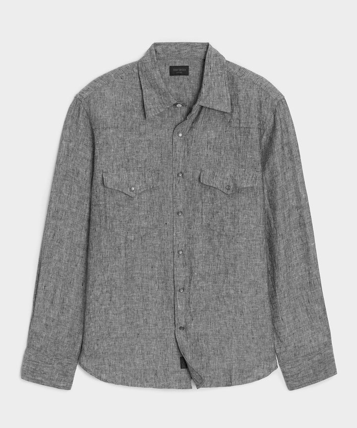 Flat lay of the Todd Snyder Linen Western Shirt.