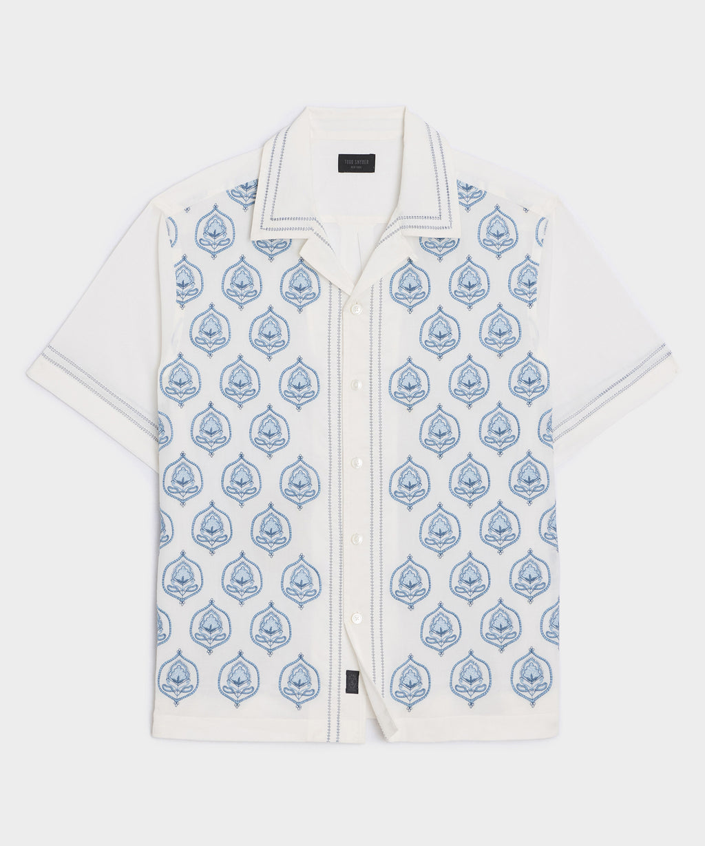 Embroidered Voile Capri Shirt