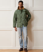 Model wearing the Barbour Bedale Jacket in Moss.