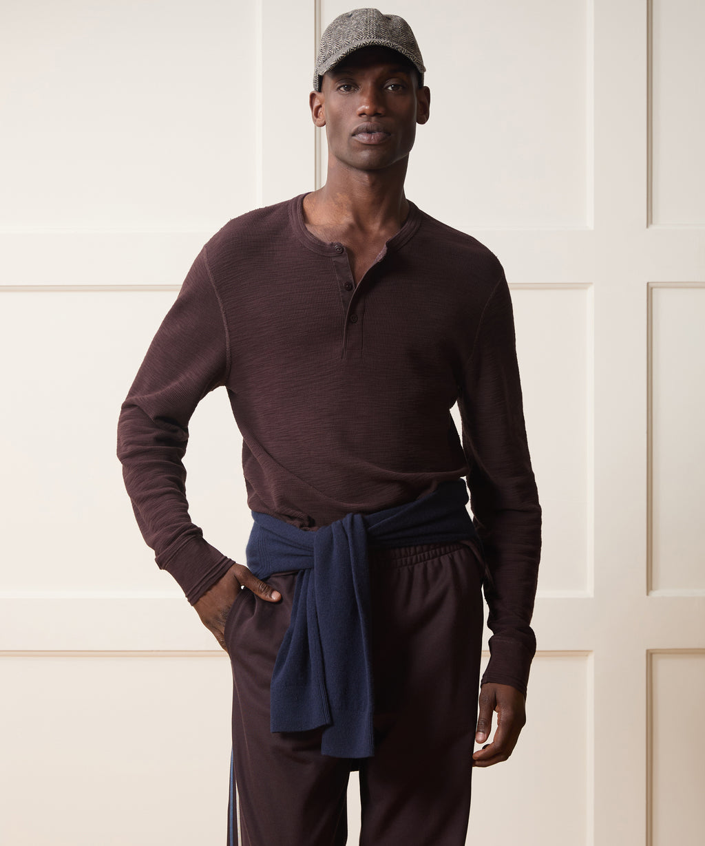 Lightweight Mini Waffle Henley