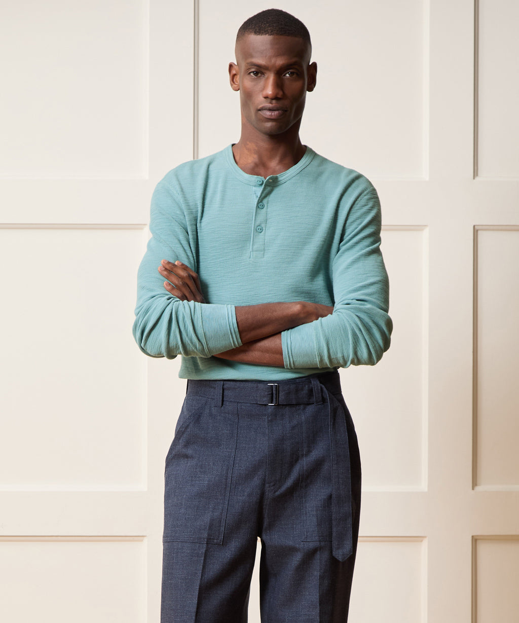 Lightweight Mini Waffle Henley