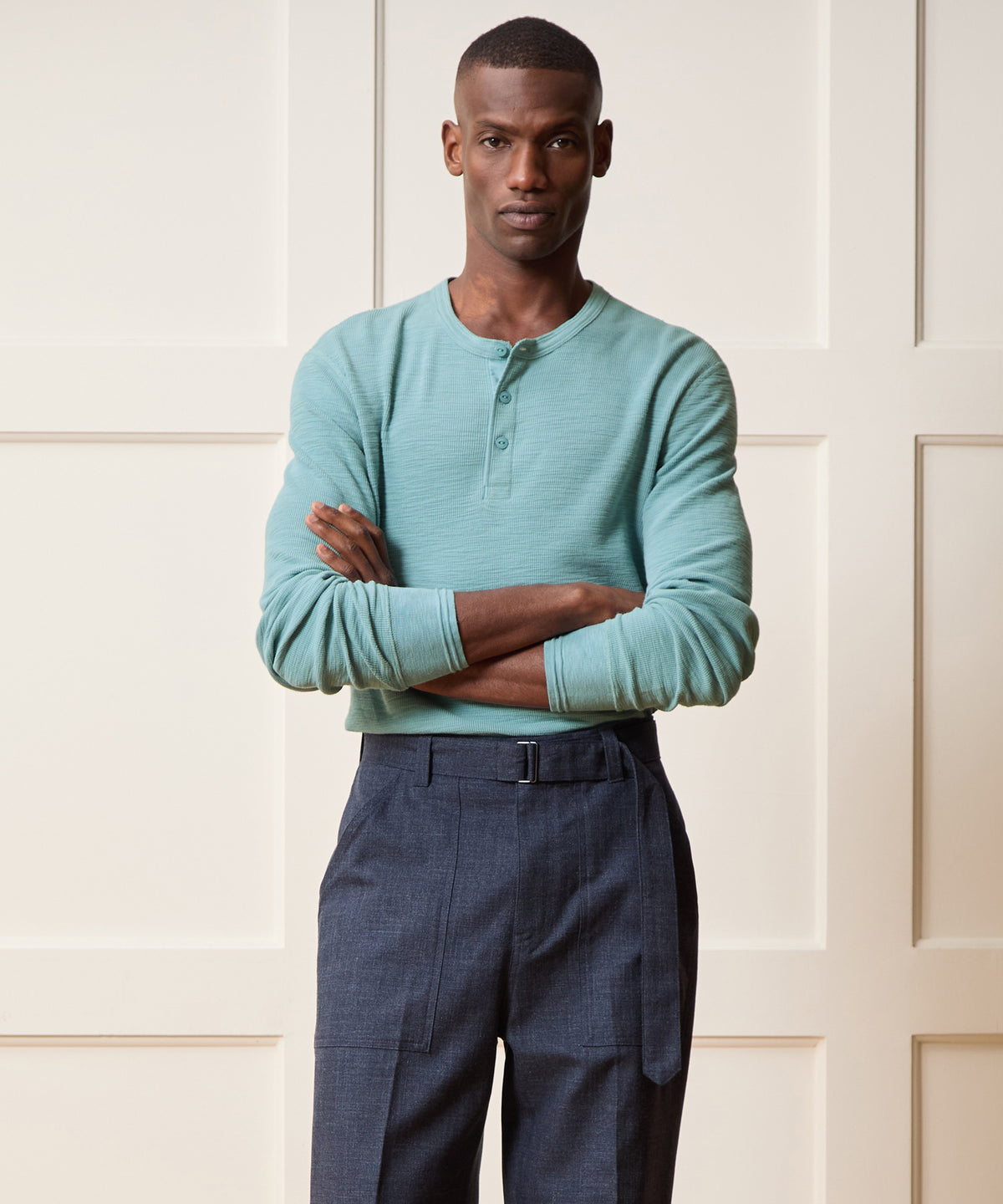 Lightweight Mini Waffle Henley