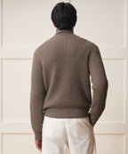 Waffle Cashmere Full-Zip Sweater