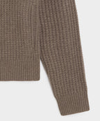 Waffle Cashmere Full-Zip Sweater