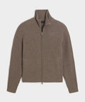 Waffle Cashmere Full-Zip Sweater