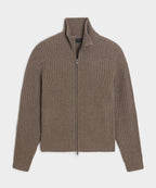 Waffle Cashmere Full-Zip Sweater