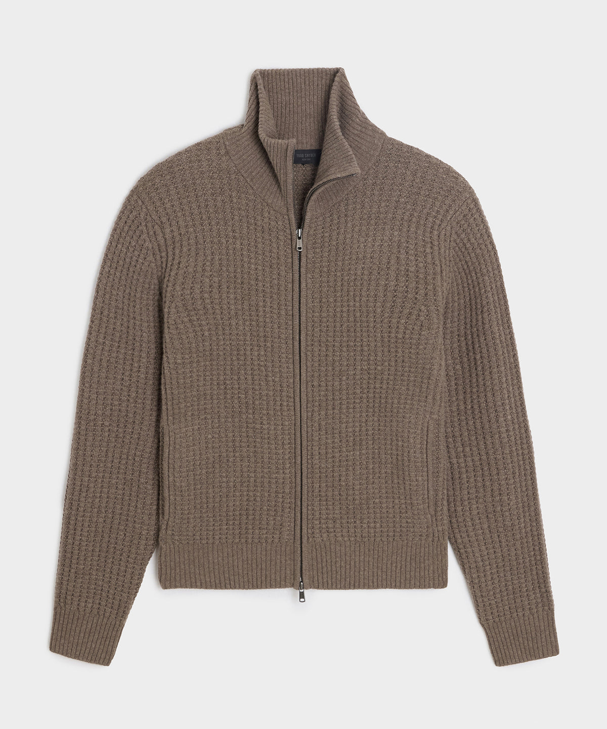 Waffle Cashmere Full-Zip Sweater