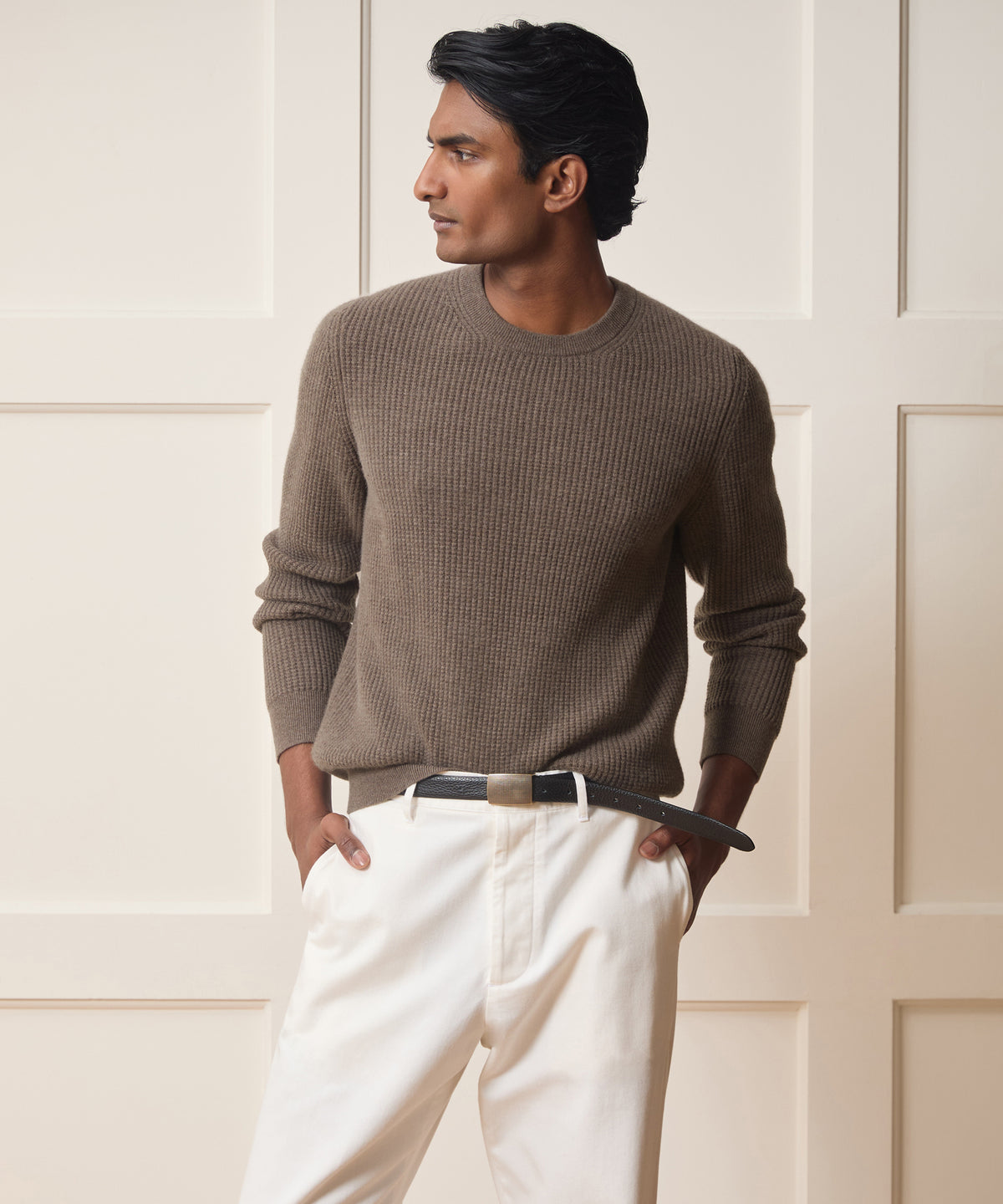 Waffle Cashmere Crewneck