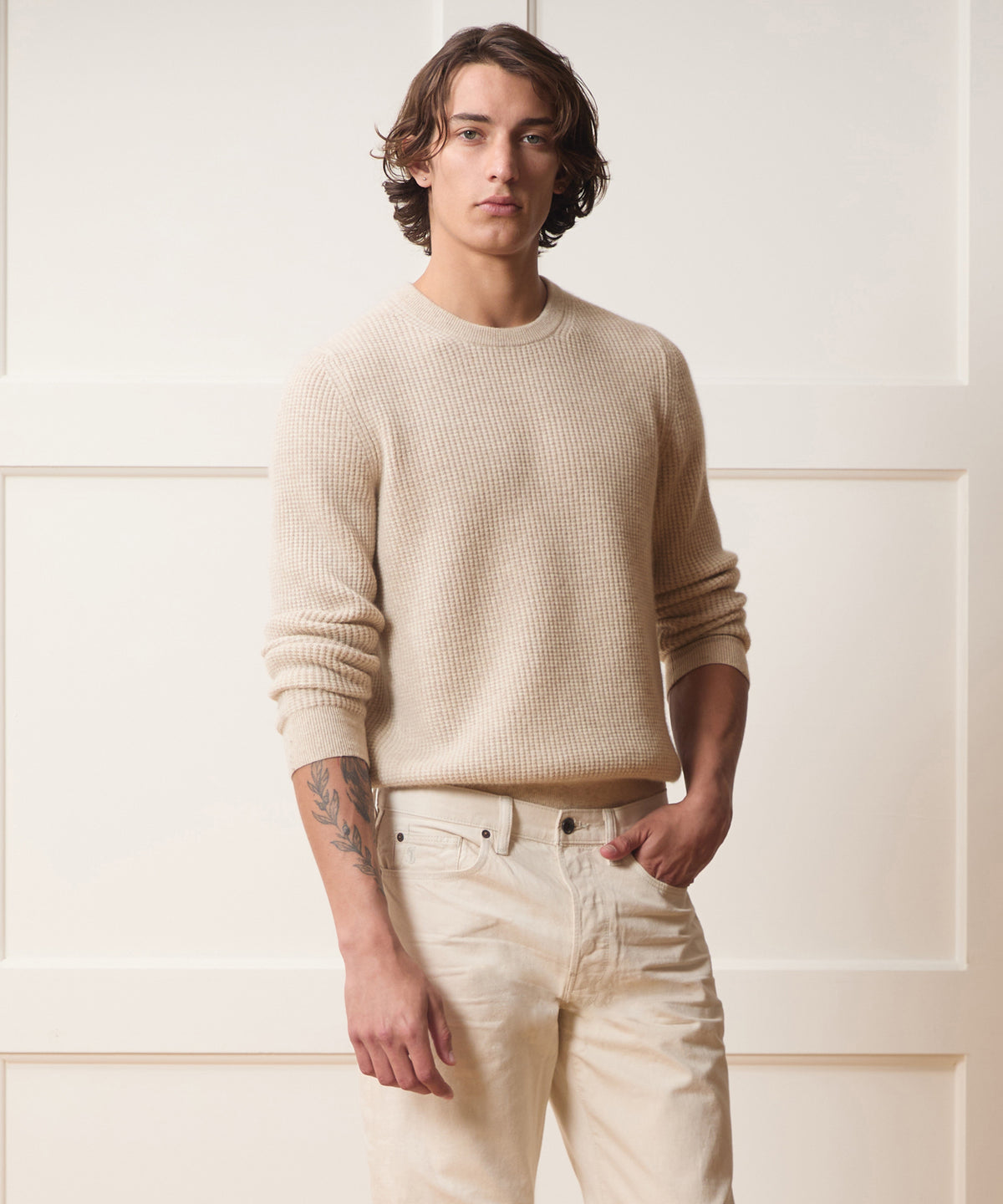 Waffle Cashmere Crewneck
