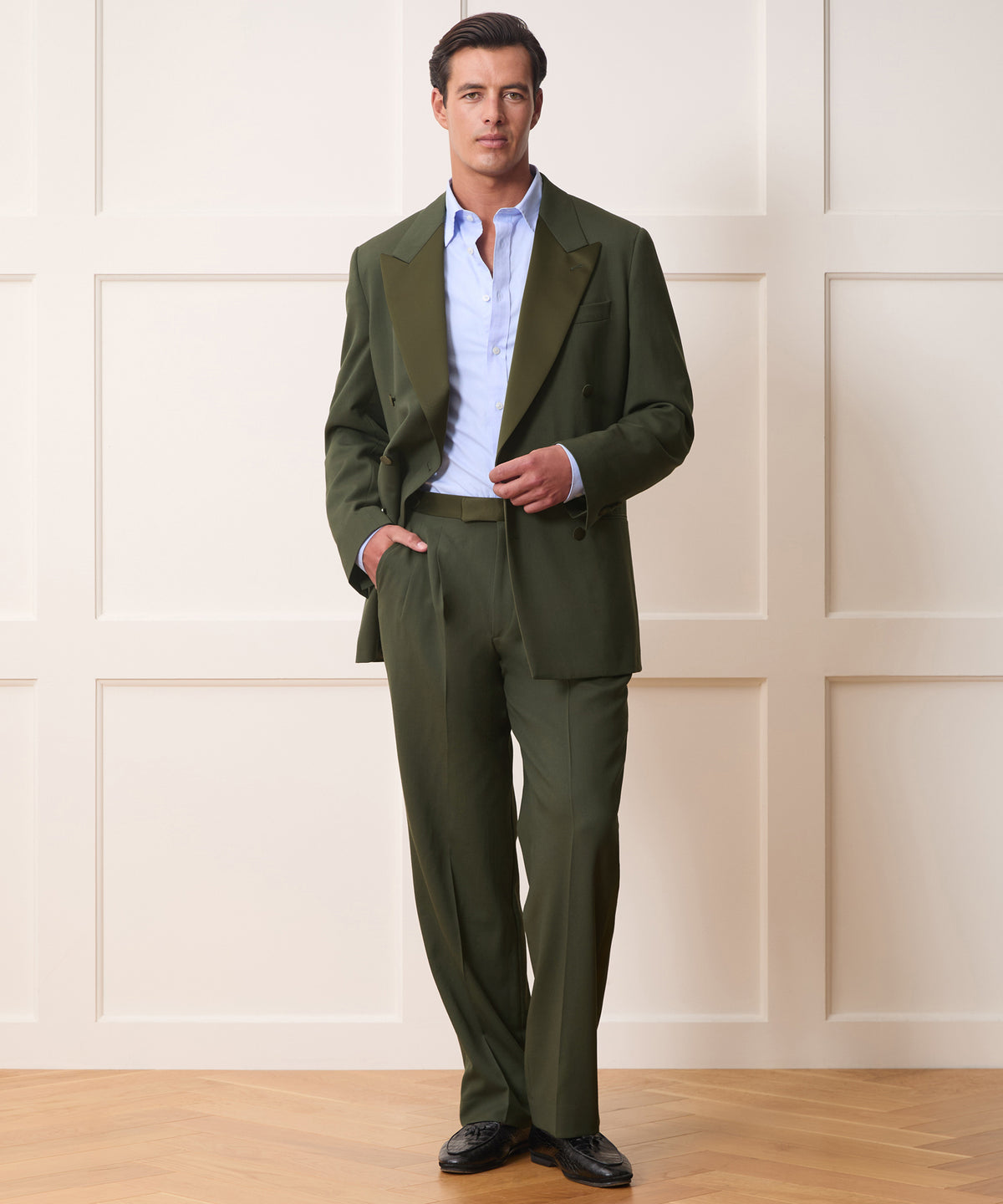 Italian Gabardine Double-Breasted Tuxedo Jacket