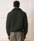 Shearling Collar Wool Bomber Jacket