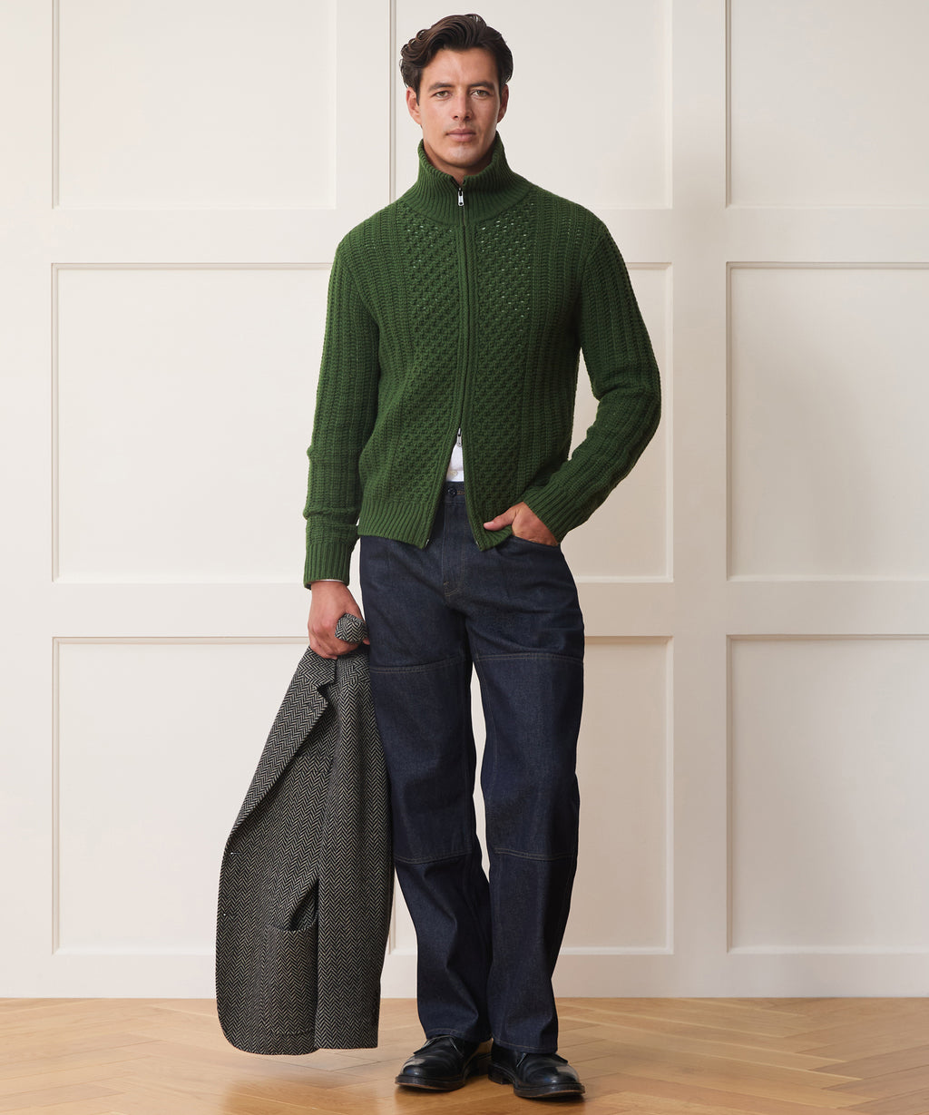 Lattice Mockneck Sweater Jacket