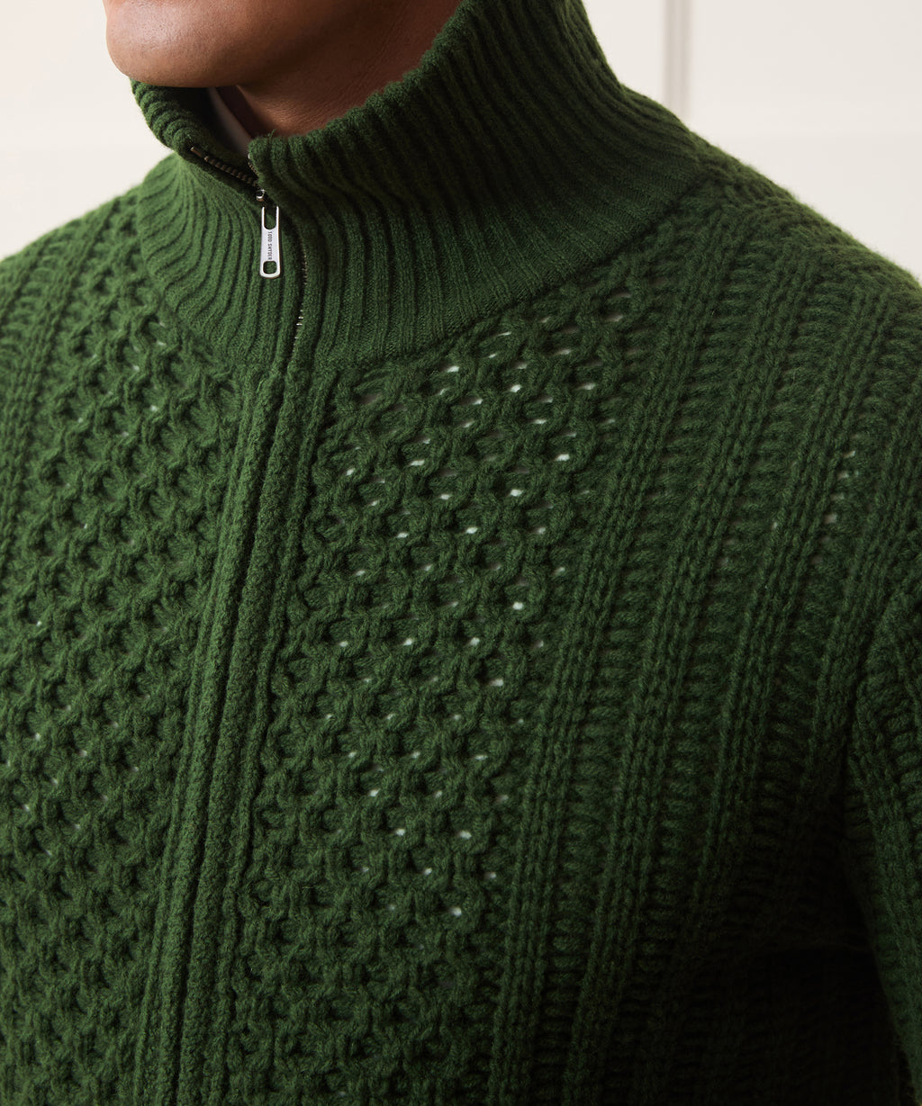Lattice Mockneck Sweater Jacket