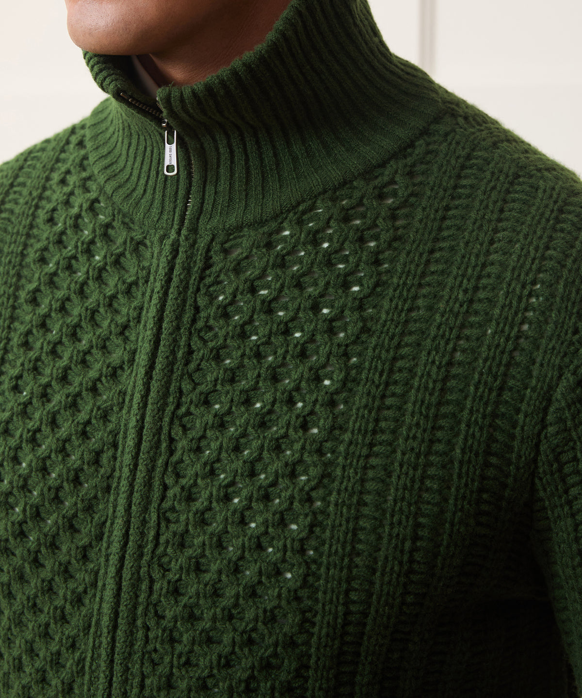 Lattice Mockneck Sweater Jacket