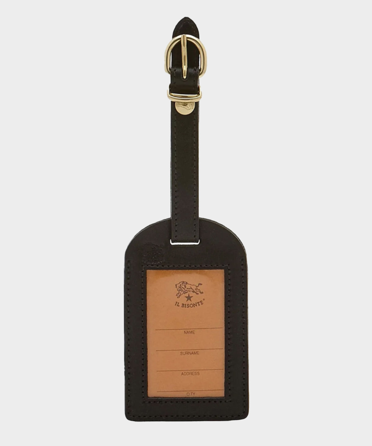 Il Bisonte Leather Luggage Tag in Black