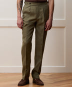 Straight Fit Irish Linen Side Tab Trouser