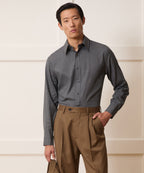 Italian Featherweight Flannel Long Point Collar Dress Shirt