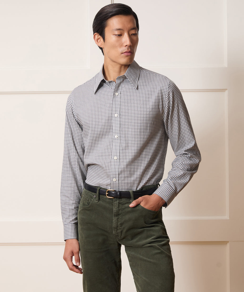 Italian Featherweight Flannel Long Point Collar Dress Shirt