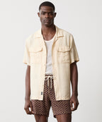 Linen Panama Shirt in Sand Dollar