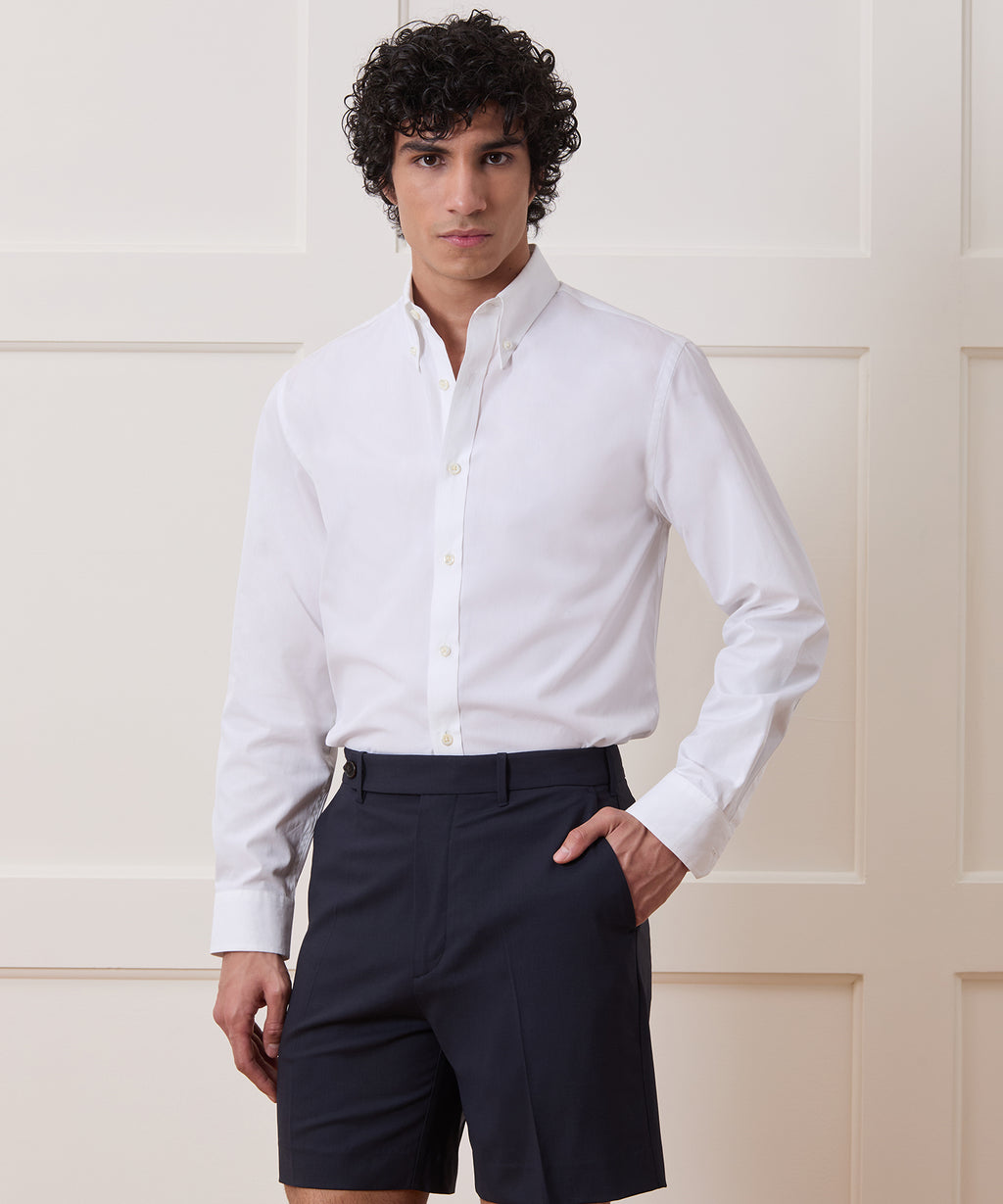 Cotton Poplin Button-Down Collar Dress Shirt