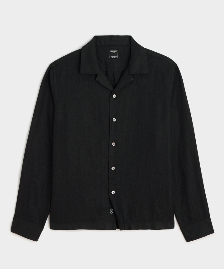 Cropped Sea Soft Irish Linen Camp Collar Shirt