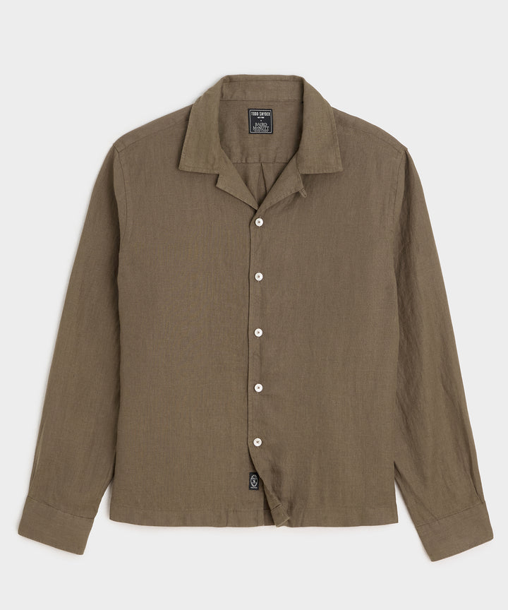 Cropped Sea Soft Irish Linen Camp Collar Shirt