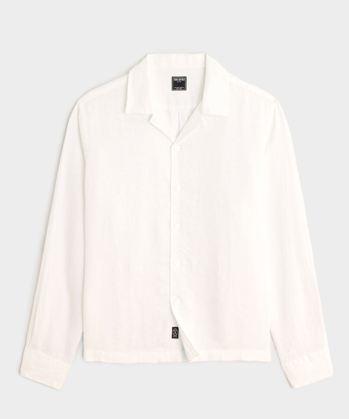 Cropped Sea Soft Irish Linen Camp Collar Shirt