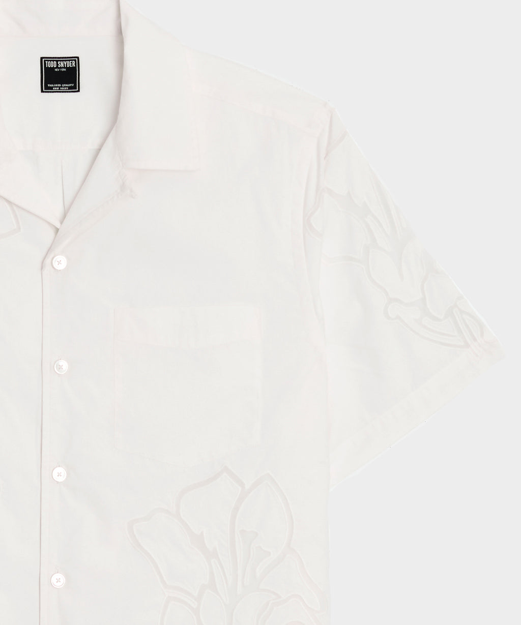 Cropped Cotton Camp Collar Shirt