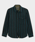 Wool Striped Utility Shirt Jacket in Blue