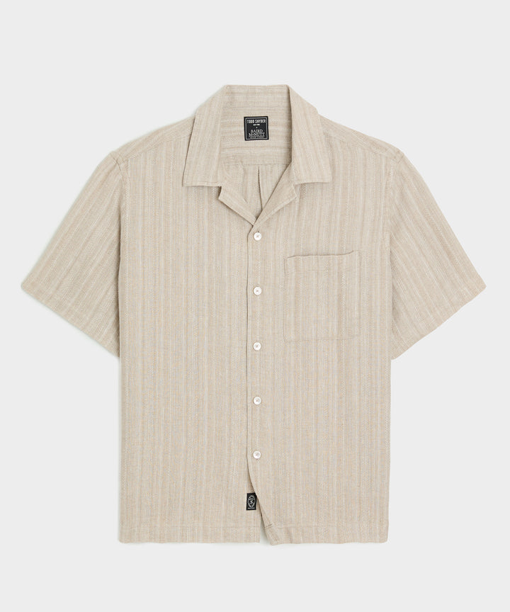 Textured Linen Capri Shirt