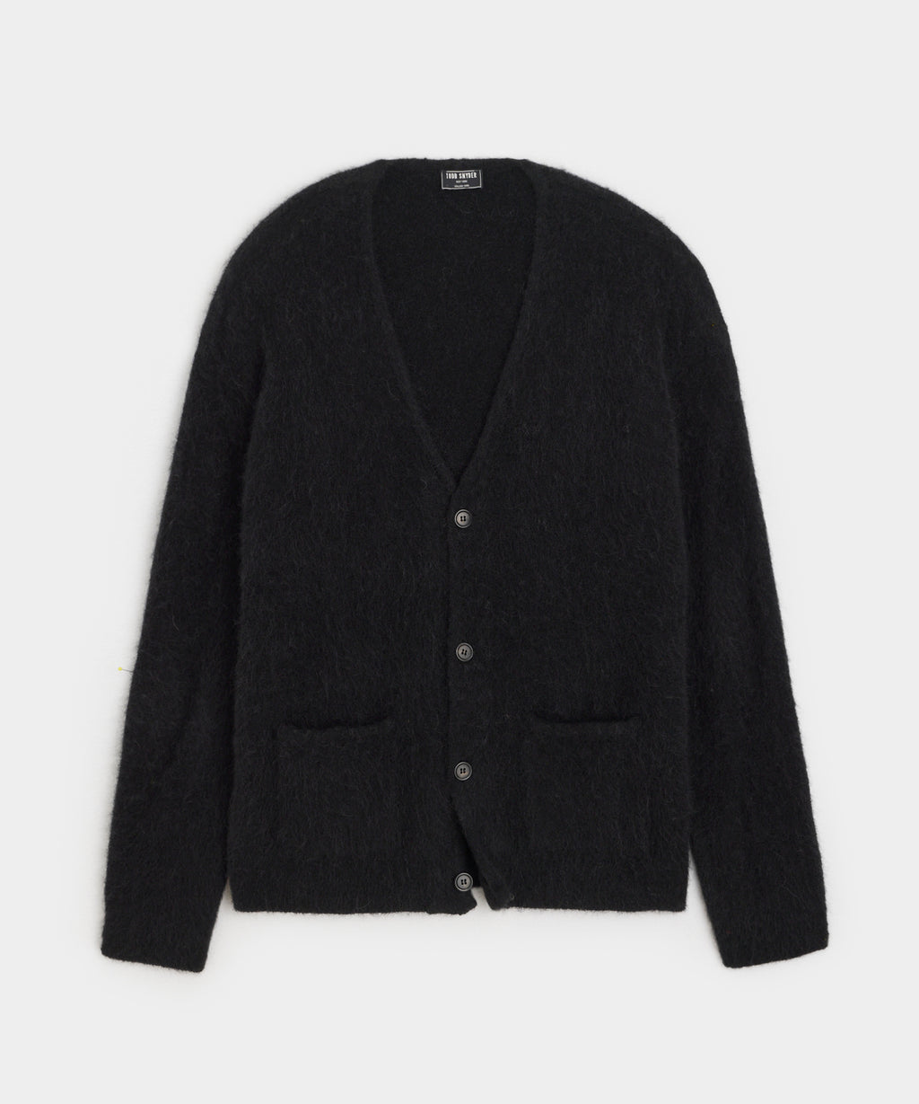 Brushed Alpaca Cardigan in Black