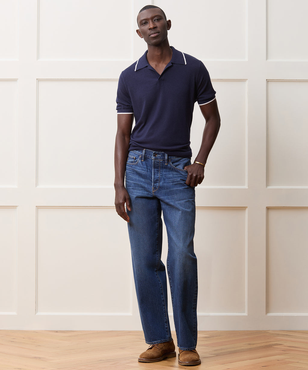 Silk-Cashmere Tipped Montauk Sweater Polo
