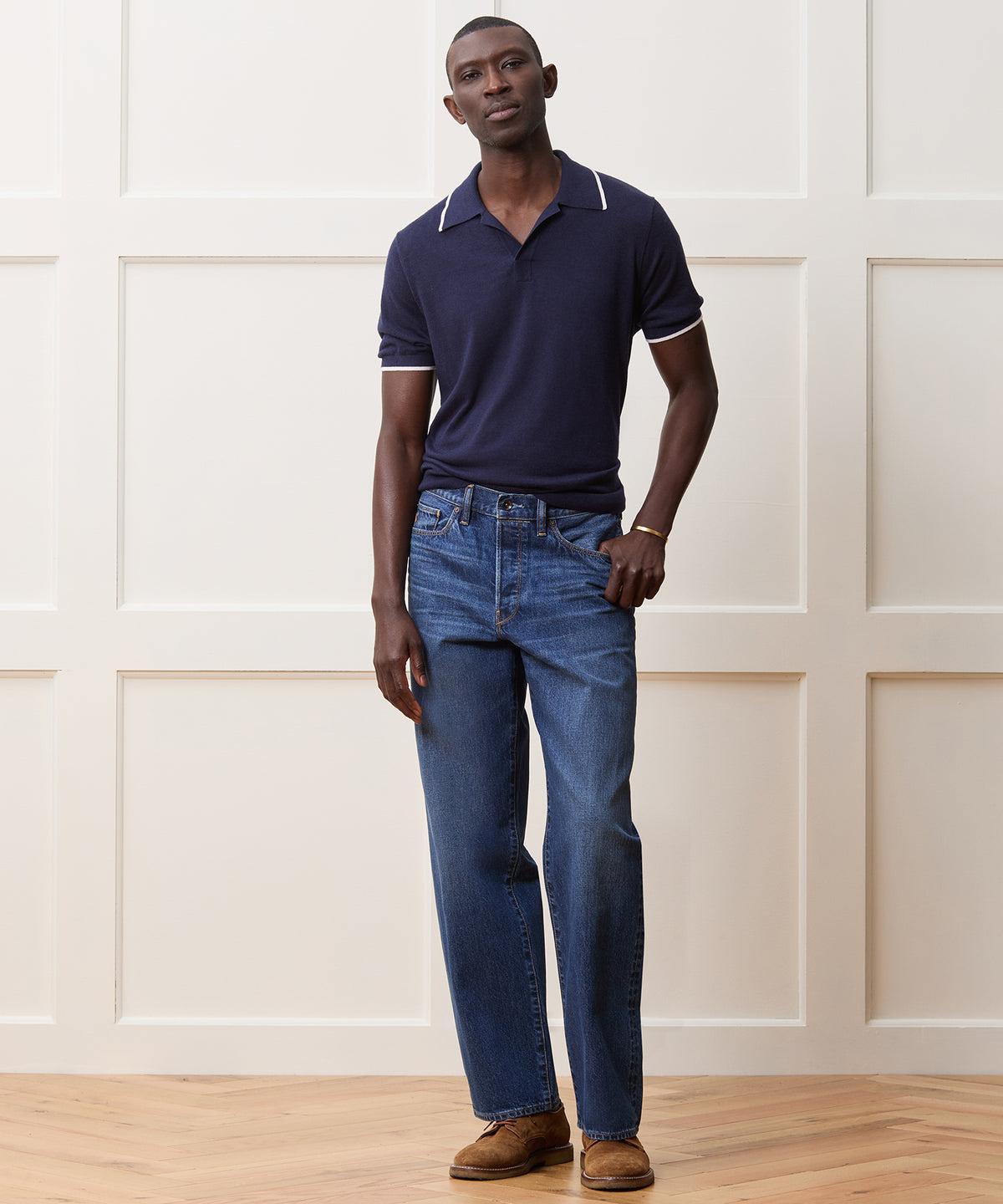 Silk-Cashmere Tipped Montauk Sweater Polo