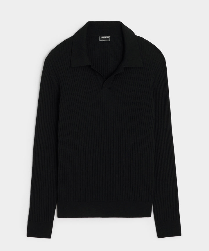 Silk-Cashmere Ribbed Montauk Sweater Polo