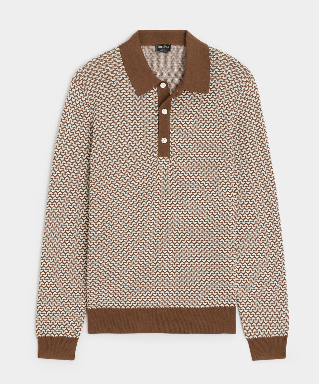 Silk-Cotton Geo Sweater Polo