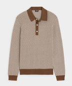 Silk-Cotton Geo Sweater Polo