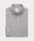 Spread Collar Poplin Dress Shirt in Brown Banker Stripe