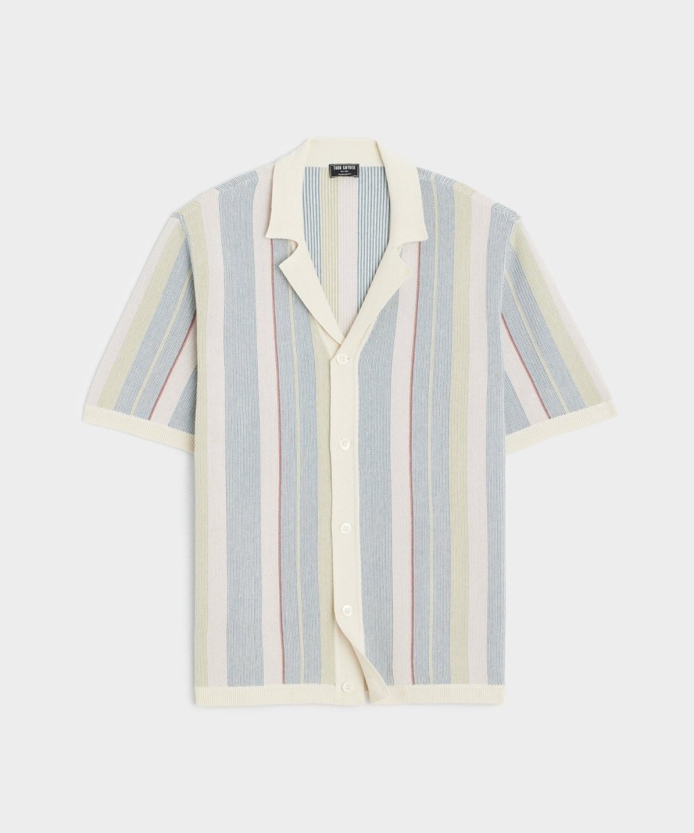 Cotton Silk Stripe Bungalow Polo in Dusty Lavender