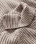 Fisherman Stitch Ribbed Turtleneck in Desert Beige