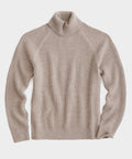 Fisherman Stitch Ribbed Turtleneck in Desert Beige