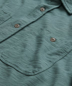 Long-Sleeve Slub Jersey Camp Shirt in Green Pewter