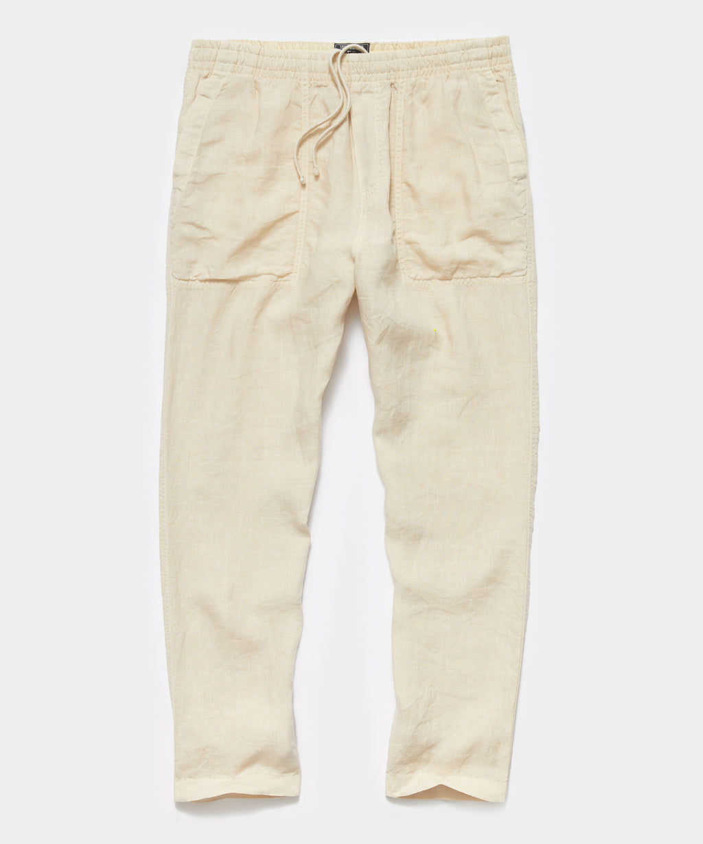 Italian Linen Beach Pant in Sand Dollar
